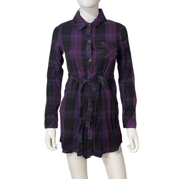 O'Neill Purple Button Down Shirt Dress - Picture 2 of 5